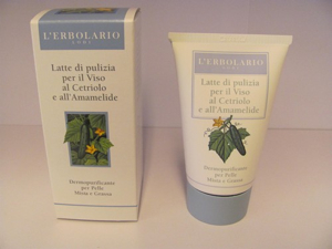 Latte di pulizia per il viso al cetriolo e all'amamelide